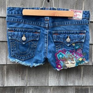 True Religion cutoff denim jean shorts